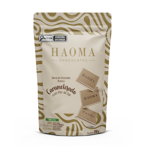 Pouch Barra Chocolate Branco Caramelizado com Flor de Sal  Linha Stevia - 250g